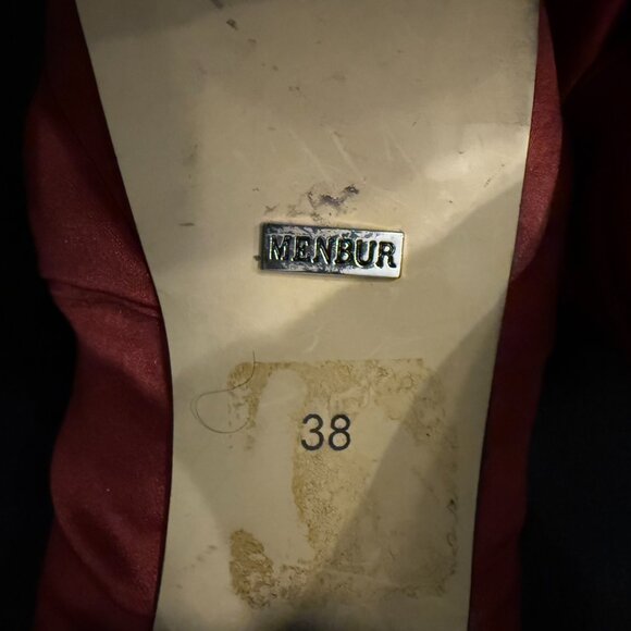 Red Folded Satin Platform High Heel Pumps - Picture 4 of 5